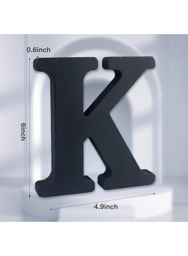 MIRFA Wooden Free Standing Decorative Letter Slices - Black - 6inches (K) - Image 2